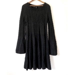 BCBG MaxAzria black cable knit sweater dress size small